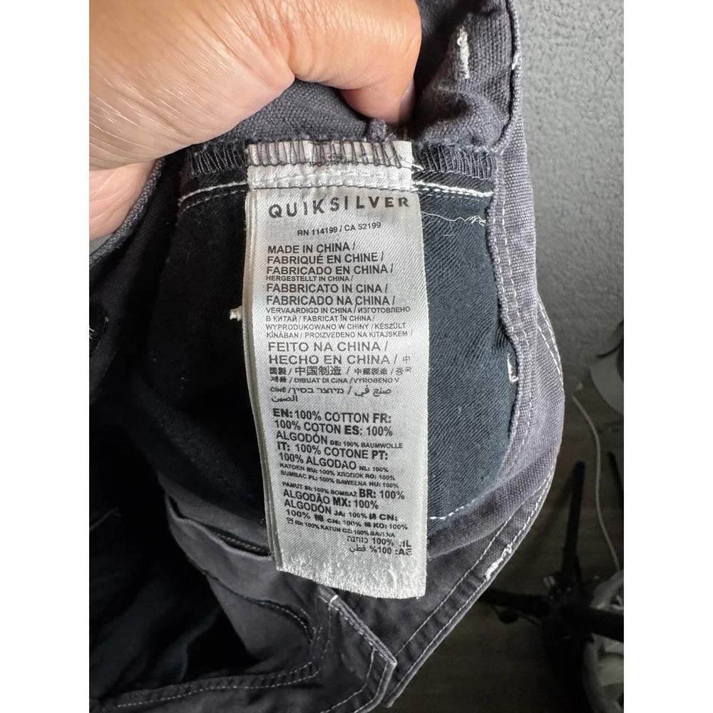 Y2K Quiksilver Tridagger Men Baggy Fit Carpenter Pants 36 Faded Gray Skate 2000s